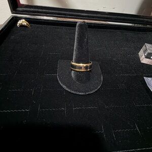 Gold Tone Black Inlay Band Ring | Costume Jewelry | Unisex Style